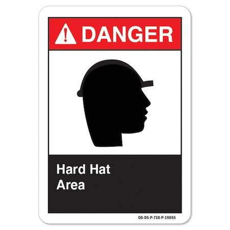 Signmission ANSI Danger Sign, Hard Hat Area, 5in X 3.5in Decal, 3.5" H, 5" W, Landscape, Hard Hat Area OS-DS-D-35-L-19855